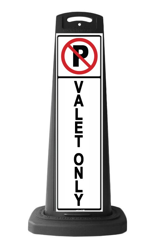 Black Reflective Vertical Sign Panel w/Base Option - No Parking Valet Only