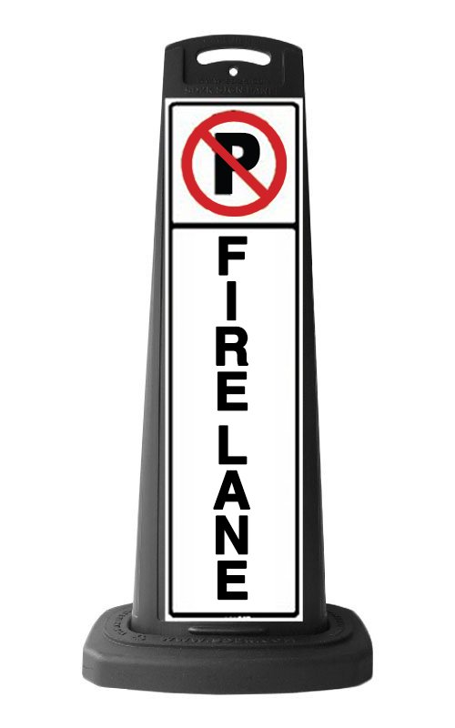 Black Reflective Vertical Sign Panel w/Base Option - No Parking Fire Lane