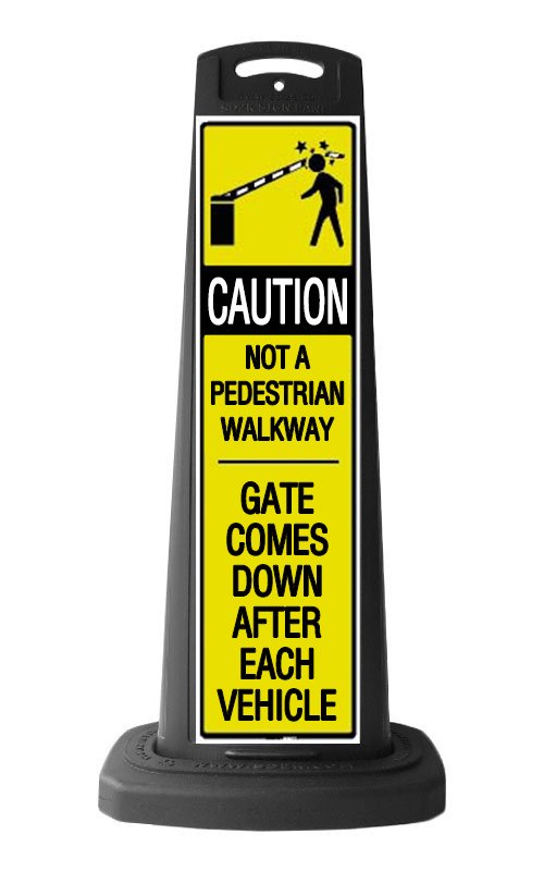 Black Reflective Vertical Sign Panel w/Base Option - Caution Not a Walkway
