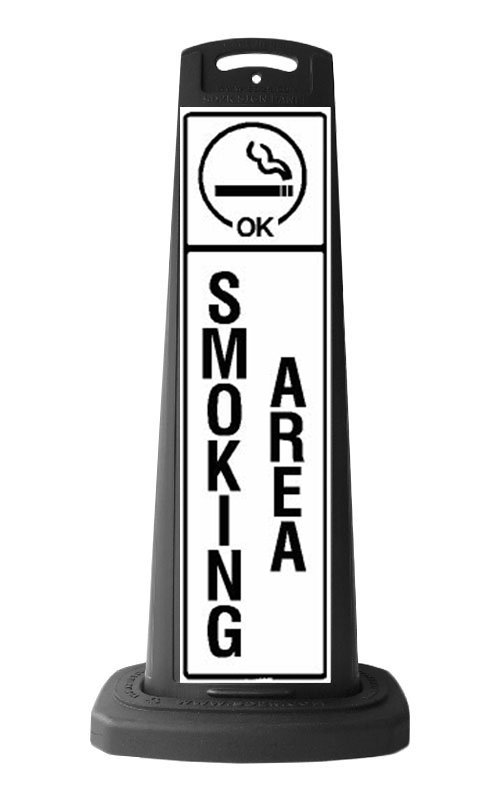Black Reflective Vertical Sign Panel w/Base Option - Smoking Area