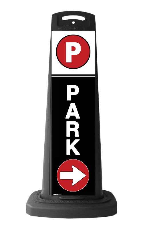 Black Reflective Vertical  Sign Panel w/Base Option - Park & Arrow