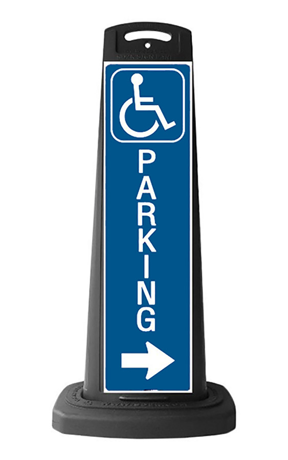 Black Reflective Vertical Sign Panel w/Base Option - Handicap Parking