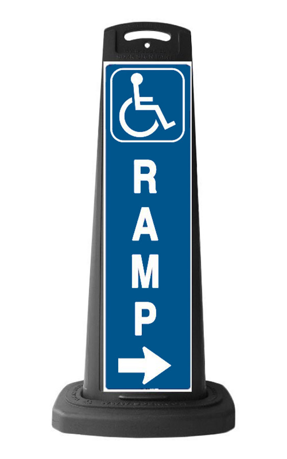 Black Reflective Vertical Sign Panel w/Base Option - Handicap Ramp