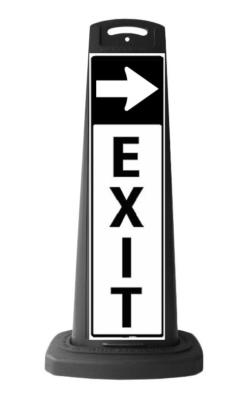 Black Reflective Vertical Sign Panel w/Base Option - Exit and Arrow