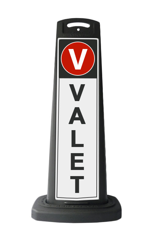 Black Reflective Vertical Sign Panel w/Base Option - Valet 