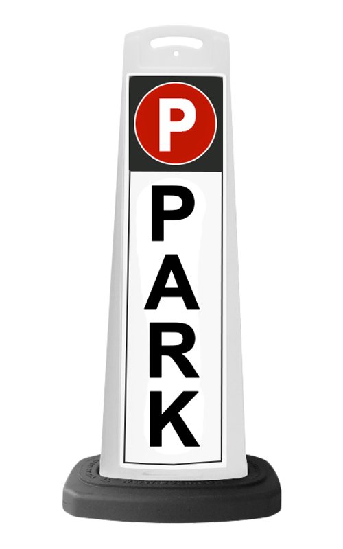White Reflective Vertical Sign Panel w/Base Option - Park