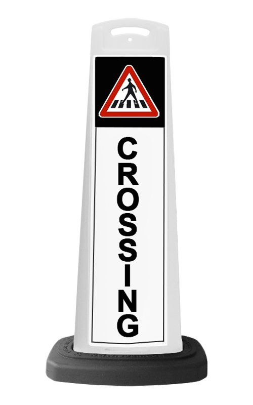 White Reflective Vertical Sign Panel w/Base Option - Crossing 