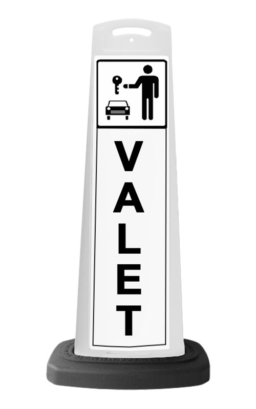White Reflective Vertical Sign Panel w/Base Option - Valet with Key