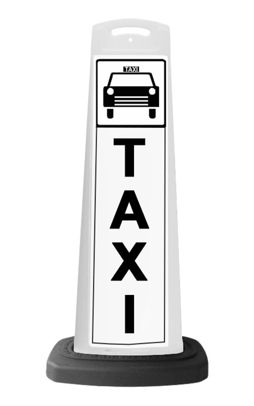 White Reflective Vertical Sign Panel w/Base Option - Car Taxi 