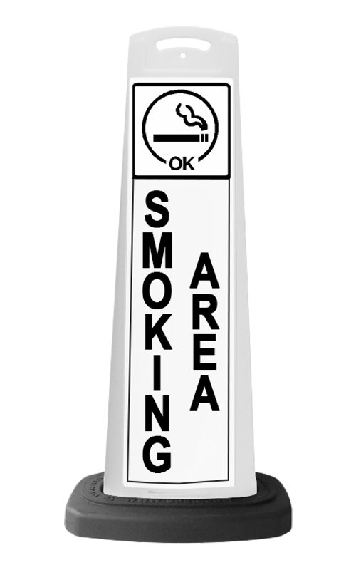 White Vertical Sign Panel w/Base Option - Smoking Area