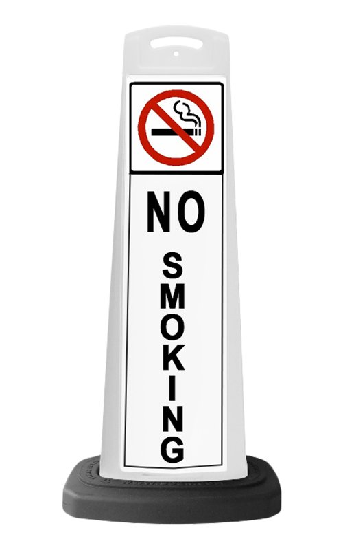 White Reflective Vertical Sign Panel w/Base Option - No Smoking