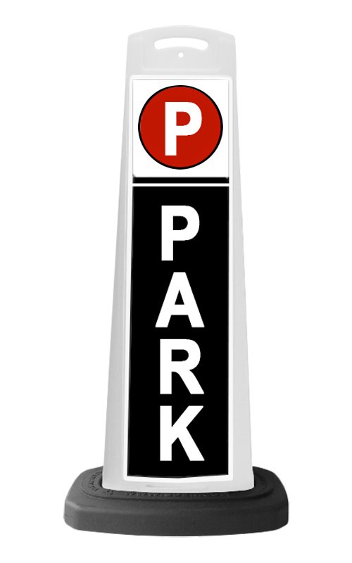 White Reflective Vertical Sign Panel w/Base Option - Park Black Background