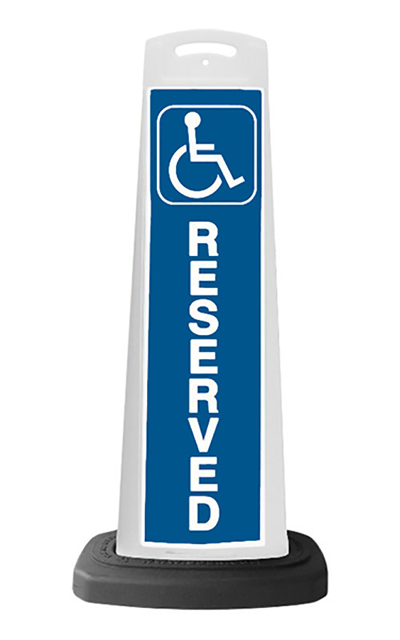 White Reflective Vertical Sign Panel w/Base Option - Handicap Reserved