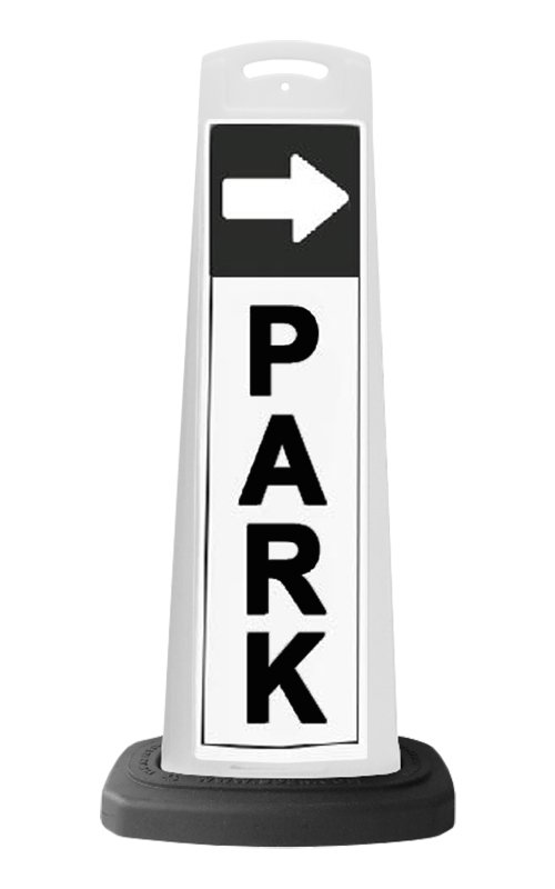 White Reflective Vertical Sign Panel w/Base Option - Park and Arrow