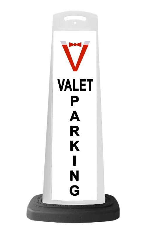 White Reflective Vertical Sign Panel w/Base Option - Valet Parking 