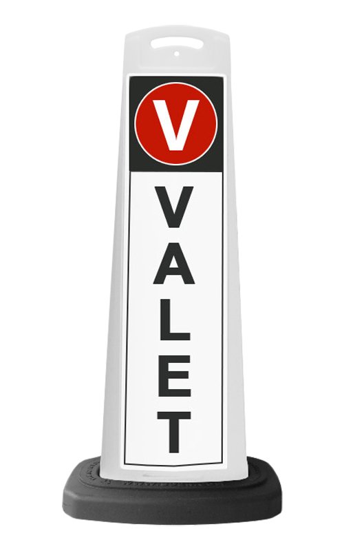 White Reflective Vertical Sign Panel w/Base Option - Valet 