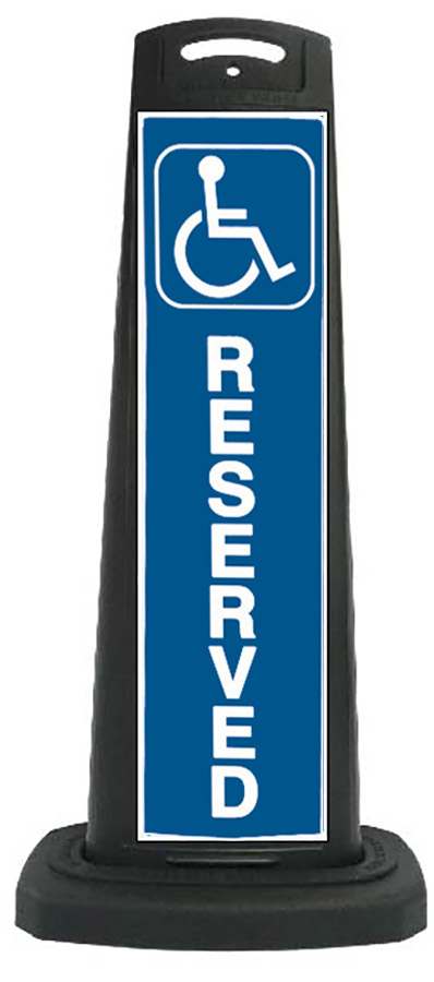 Black Reflective Vertical Sign Panel w/Base Option - Handicap Reserved 