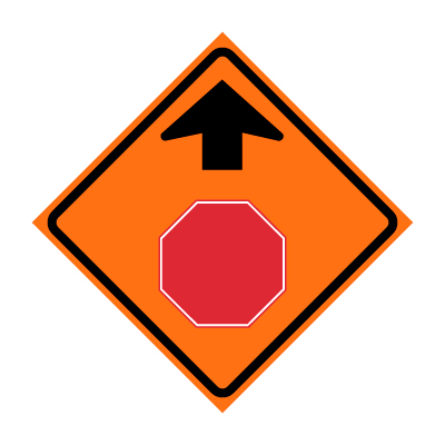 48" x 48" Roll Up Traffic Sign - Stop Ahead Symbol