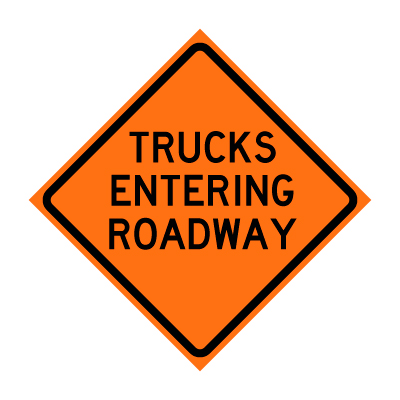 48" x 48" Roll Up Traffic Sign - Trucks Entering Roadway