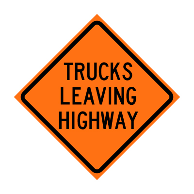 48" x 48" Roll Up Traffic Sign - Trucks Leaving Highway