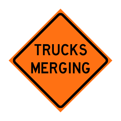 48" x 48" Roll Up Traffic Sign - Trucks Merging