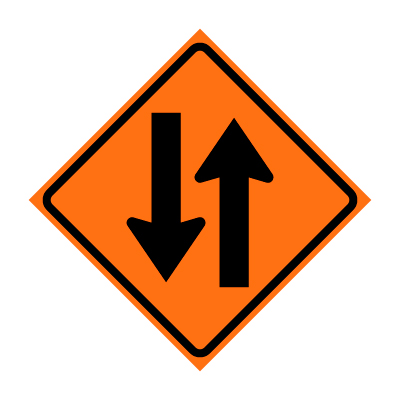 36" x 36" Roll Up Traffic Sign - Two Way Traffic Symbol