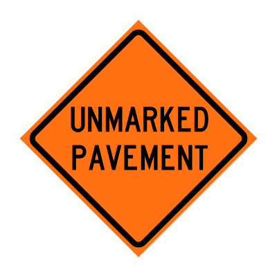 48" x 48" Roll Up Traffic Sign - Unmarked Pavement