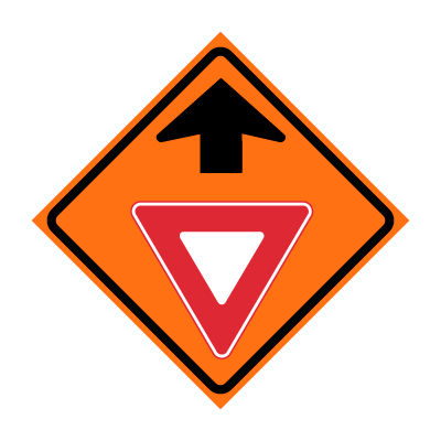 36" x 36" Roll Up Traffic Sign - Yield Ahead Symbol
