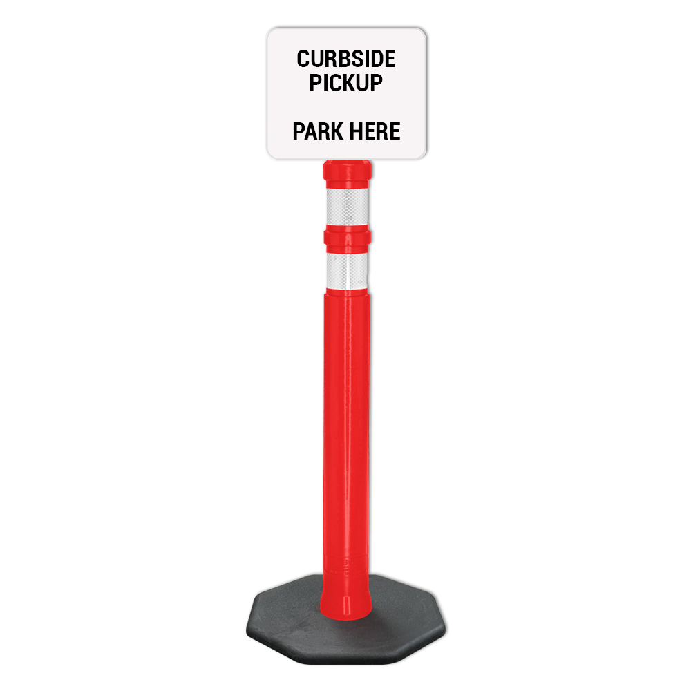 Delineator Post w/8 lbs Base - Curbside Pickup Sign
