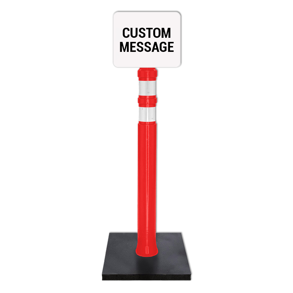 Delineator Post w/12 lbs Base & Custom Sign