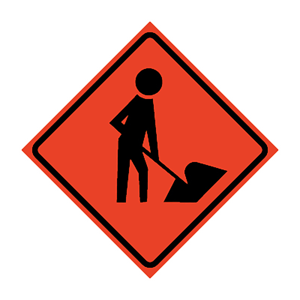 36" x 36" Roll Up Traffic Sign - Men Workers Working Symbol