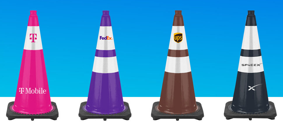 We offer Pantone color matching cones as well as being able to put your logo directly onto our reflective collars